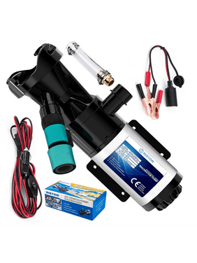 RISTOW RV Macerator Pump 12V 12-15GMP, RV Waste Pump with Garden Hose Discharge Port, Quick Release Sewage Pump with fresh water rinse and manual crushing function, for Boat Marine RV Camper