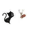 thumbnail image 1 of Reloj de pared acrílico con diseño de gato y reno, escultura moderna de alce de dibujos animados, adorno decorativo para sala de estar, dormitorio, of, 1 of 8