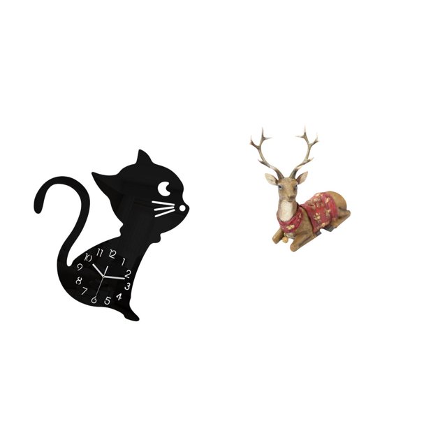 Reloj de pared acrílico con diseño de gato y reno, escultura moderna de alce de dibujos animados, adorno decorativo para sala de estar, dormitorio, of