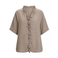 thumbnail image 4 of Women's Summer V-Neck Short Sleeve Casual Solid Color T-Shirt, 4 of 4