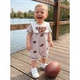thumbnail image 4 of RUINIXCW Newborn Baby Boy Girl Game Day Outfit Infant Baby Boys Summer Fall Clothes Striped Romper Football Baseball Basketball Embroidery Doll Collar Short Sleeve Jumpsuit, 4 of 9