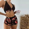 thumbnail image 2 of Traje de baño de 3 piezas con cintura alta y tirantes cruzados para mujer Fridja  nalpqowj61349, 2 of 5