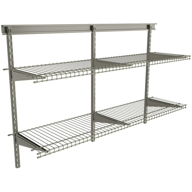 Closetmaid St 3048 Ask2 Shelftrack 30 H X 48 W Adjustable 2 Shelf Kit Nickel Com Closetmaid St 3048 Ask2 Shelftrack 30, Closetmaid Hammertone Garage Storage System