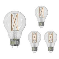 LED Filament 9 W Dimmable A19 Light Bulb with Glass Finish & Medium E26 Base - 3000K Soft White Light, 1100 Lumens, Clear - Pack of 4