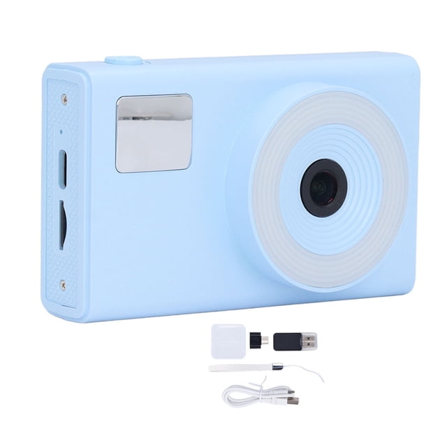 Cámara digital 48MP 4K UHD, zoom digital 16x, pantalla de 2,4 pulgadas, portátil, compacta, para selfies con tarjeta de memoria de 32 GB para estudiantes, color azul