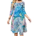 thumbnail image 2 of Blue Watercolor Spring Pastel Hydrangea Flower Pattern Square Neck Dress Sweet Summer Dress Women Elegant Halter Print Dress, 2 of 5