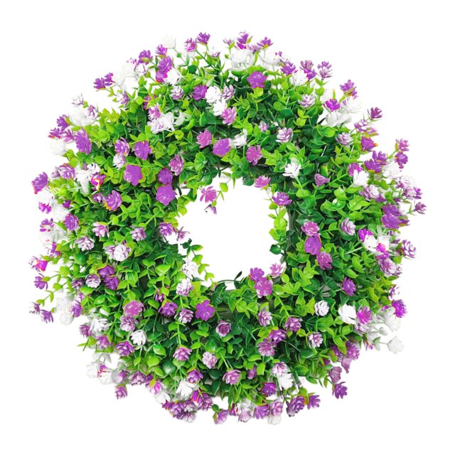 Guirnalda de puerta Decoración Flores artificiales Todas Interior Exterior Floral Primavera Verano Guirnalda para jardín Pared 45cm Sunnimix Corona de primavera