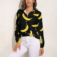 thumbnail image 3 of Bananas On Black Background Long Sleeve Blouse Woman Streetwear Casual Shirts Summer Oversize Woman Streetwear Clothing Birthday Present, 3 of 7