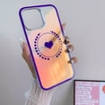 thumbnail image 6 of case for iPhone 13 Pro Max Case, Laser Glitter Bling Clear Mirror Case with Cute Heart Pattern, Hard PC + Soft TPU Anti Scratch Shockproof Case for Women Girls Back Cover(Purple), 6 of 14
