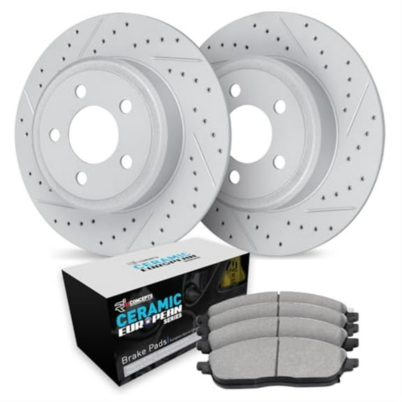 R1 Concepts Drilled and Slotted Carbon Coated Disc Brake Rotor Set with Euro Ceramic Pads WBTN1-65003