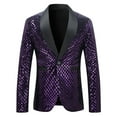 thumbnail image 2 of guisaled Sequin Blazer for Men Shiny Shawl Notched Lapel Button Slim Fit Suit Jacket Dinner Party Club Wedding Festival Tuxedo, 2 of 5