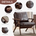 thumbnail image 4 of Ebello Mid-Century Modern PU Leather Accent Chair, Wood Frame Armchair with Removable Thick Padded Cushions for Living Room, Bedroom, Reception, Brown, 4 of 10