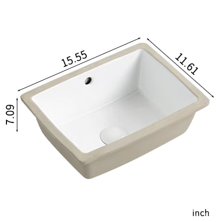 16 Inch Rectangle Undermount Bathroom Sink Under Counter Vanity Sink Opening Size White Porcelain Basin Sink Para Baños
