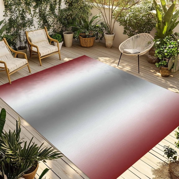 Fsddascl Red Grey Outdoor Rug for Patio/Deck/Porch, Non-Slip Large Area Rug 5 x 8 Ft, Gray Farmhouse Modern Rustic Indoor Outdoor Rugs Washable Area Rugs, Reversible Camping Rug Carpet Runner