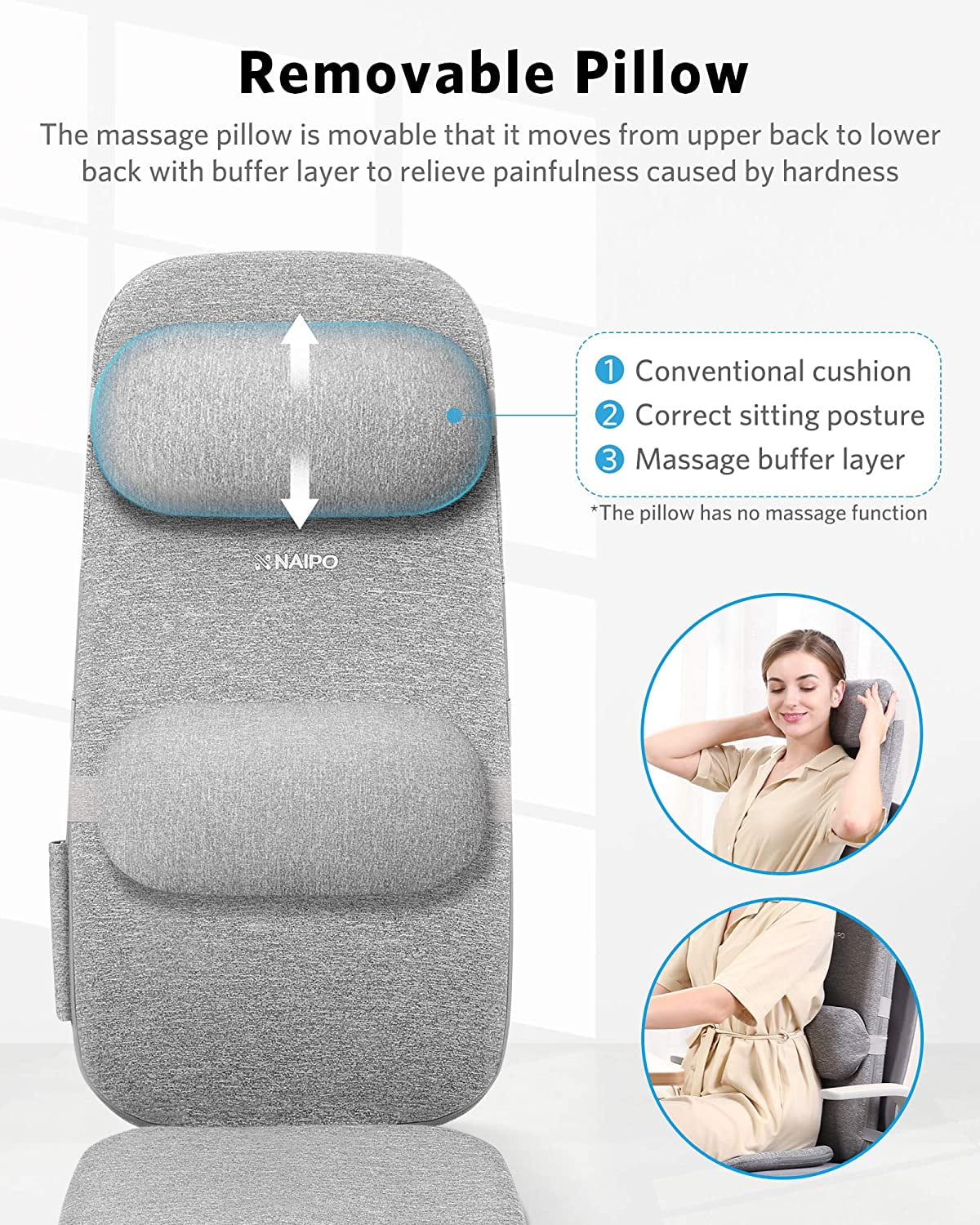 Naipo portable seat cushion with vibration and heat Clearance