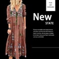 thumbnail image 5 of Vestido largo con estampado floral bohemio Cuello en V Cordón con cordones Ropa de manga larga Methold AP000133-28B, 5 of 5