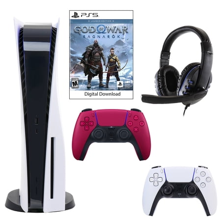 Sony PlayStation 5 Core Console with God of War: Ragnarok with Headset and DualSense Controller in Cosmic Red