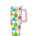 thumbnail image 2 of 40oz Classic Dot Aesthetic Design Stainless Steel Flip Straw Tumbler Spill Proof Travel Cup Double Wall Vacuum Insulated Coffee Mug with Top Handle, 2 of 6