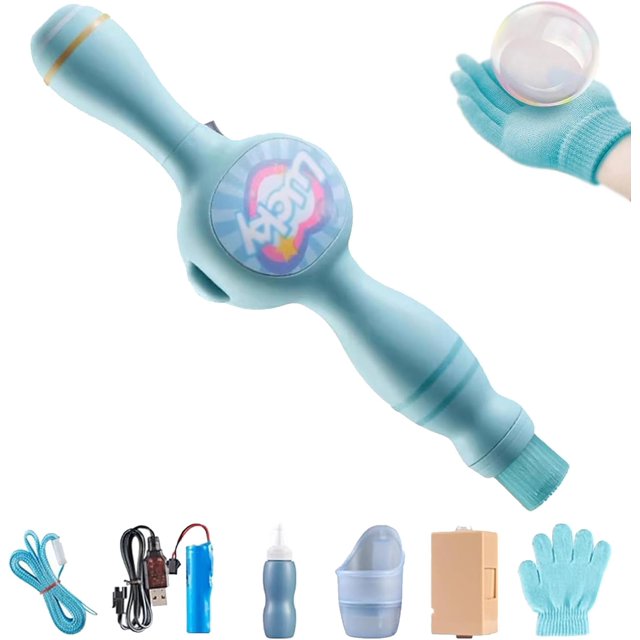 Colorful Smoke Bubble Machine, Magic Interactive Fog Bubbles Machine for Party, Magic Interactive Fog Wand with Elastic Smoke Effect, Lightweight Design (Blue,1pc)