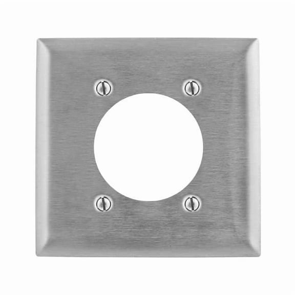 Hubbell Wiring Device-Kellems Single Receptacle Plate,2 Gang,Silver  SS701