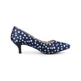 thumbnail image 3 of BLISSFUL STEP Women's Shoes Polka Dot Kitten Heel Pumps Pointed Toe Slip-on Heels Royal Blue 6, 3 of 7