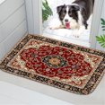 thumbnail image 2 of Oriental Red Plush Flannel Bath Rug 16x24 Inches, Quick Dry Absorbent Non Slip Mat for Bathroom Sink Tub, 2 of 6