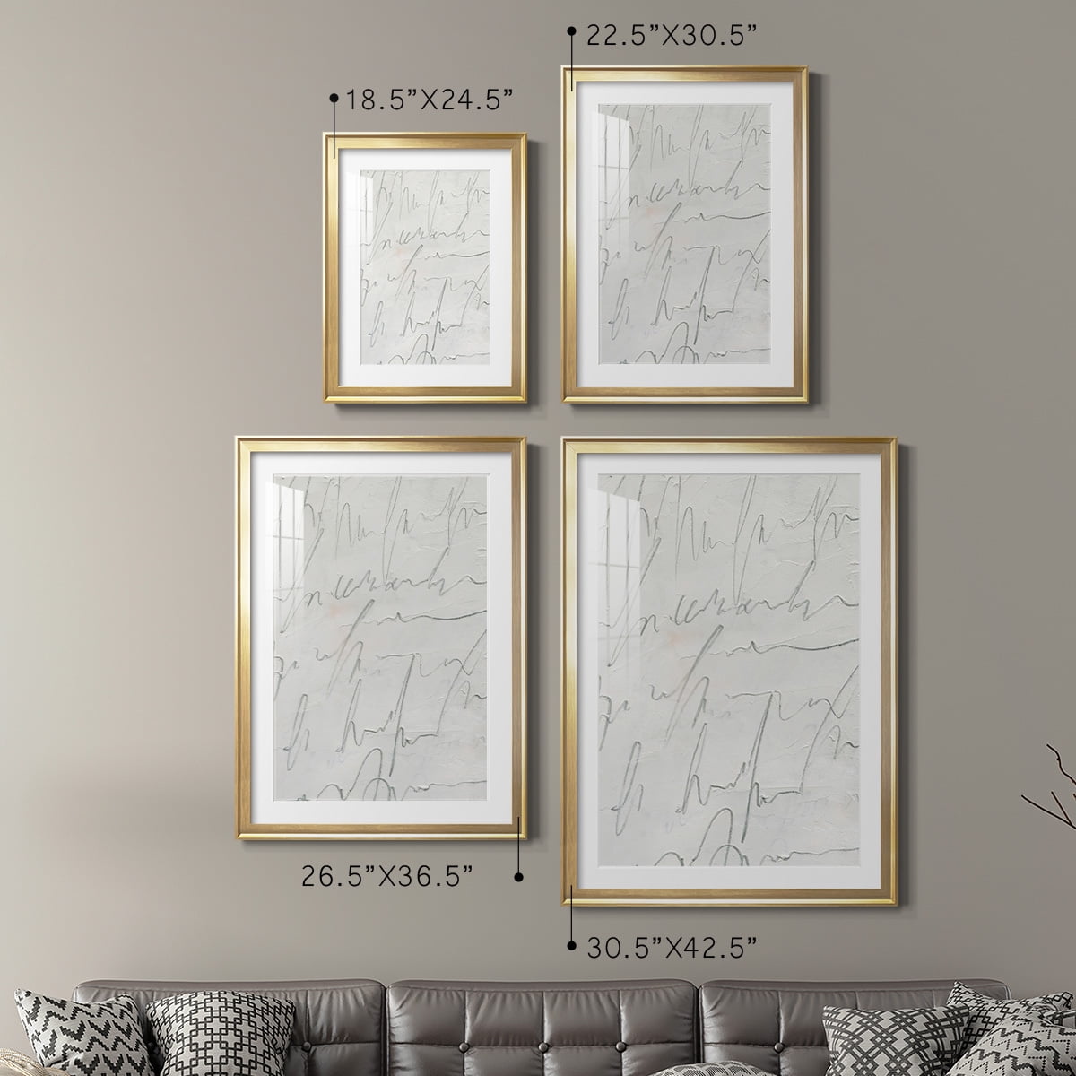 Wexford Home Scrabble I Premium Framed Print, 18.5" x 24.5" - Ready to Hang, Gold (Set of 2)
