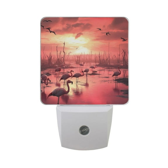 Dead Trees and Flamingos Night Light 2 Pack LED Nightlight Plug into Wall Dusk to Dawn Sensor Soft White