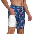 thumbnail image 2 of Balery Plants And Flamingos Mens Swim Trunks Swim Shorts for Men Quick Dry Inseam Beach Shorts with Compression Liner Pocket-X-Large, 2 of 9