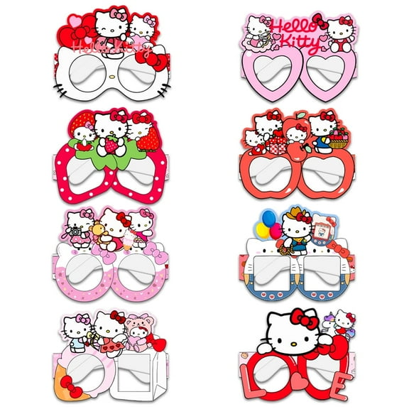 16Pcs Kitty Cat Themed Paper Glasses, Party Supplies Photo Booth Prop Cartoon Character Cosplay Birthday Gift.