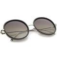 thumbnail image 4 of sunglassLA Unisex Retro Fashion Metal Temple Two-Tone Oversize Round Sunglasses (Black-Silver / Lavender) - 53mm, 4 of 4