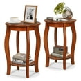 thumbnail image 2 of Spaco Set of 2 15 Inch 2-Tier Round End Table with Storage Shelf-Walnut, Nightstand Small Side Table, End Table for Bedroom Living Room, 2 of 3
