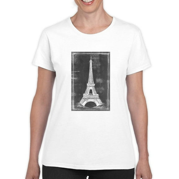 Eiffel Tower Chalk Art T-Shirt Women -Ethan Harper Designs, Female Medium