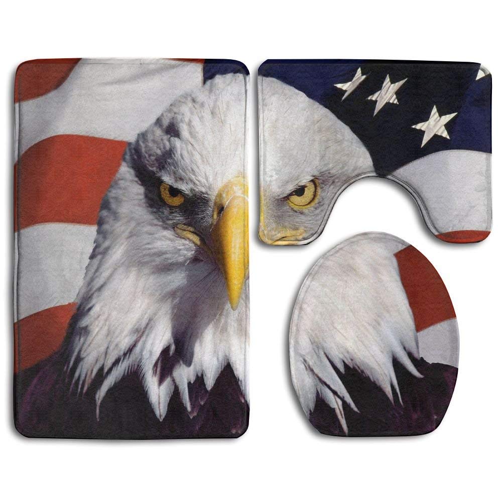 CHAPLLE American Flag Bald Eagle 3 Piece Bathroom Rugs Set ...