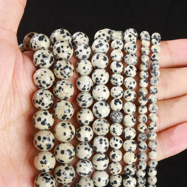 Nvzi Accesorios de joyería semiacabados con manchas blancas de 12 mm, pulsera de bricolaje con cuentas sueltas, accesorios de joyería para collares