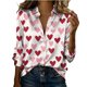 thumbnail image 3 of TaTaai Womens Long Sleeve Valentines Day Print Satin Shirt Button Down Lapel Collar Blouse Silky Loose Fit Spring Top Gift, 3 of 7