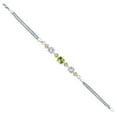 thumbnail image 3 of 925 Sterling Silver and 10k Yellow Gold Green Peridot White Created Sapphire and White Lab Grown Diamond Bracelet for Women (3.53 Cttw, Round 7MM and 6MM, 6.5/7/7.5 inch, Made in Italy), 3 of 5