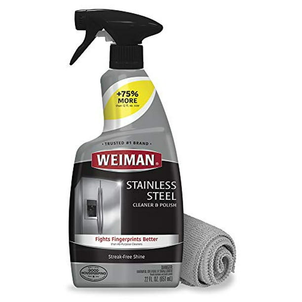 Weiman Stainless Steel Cleaner and Polish 22 Fl oz with Microfiber