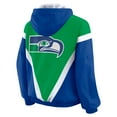 thumbnail image 3 of Women's WEAR by Erin Andrews Kelly Green/Royal Seattle Seahawks Plus Size Retro Crinkle Full-Zip Hoodie Windbreaker, 3 of 5