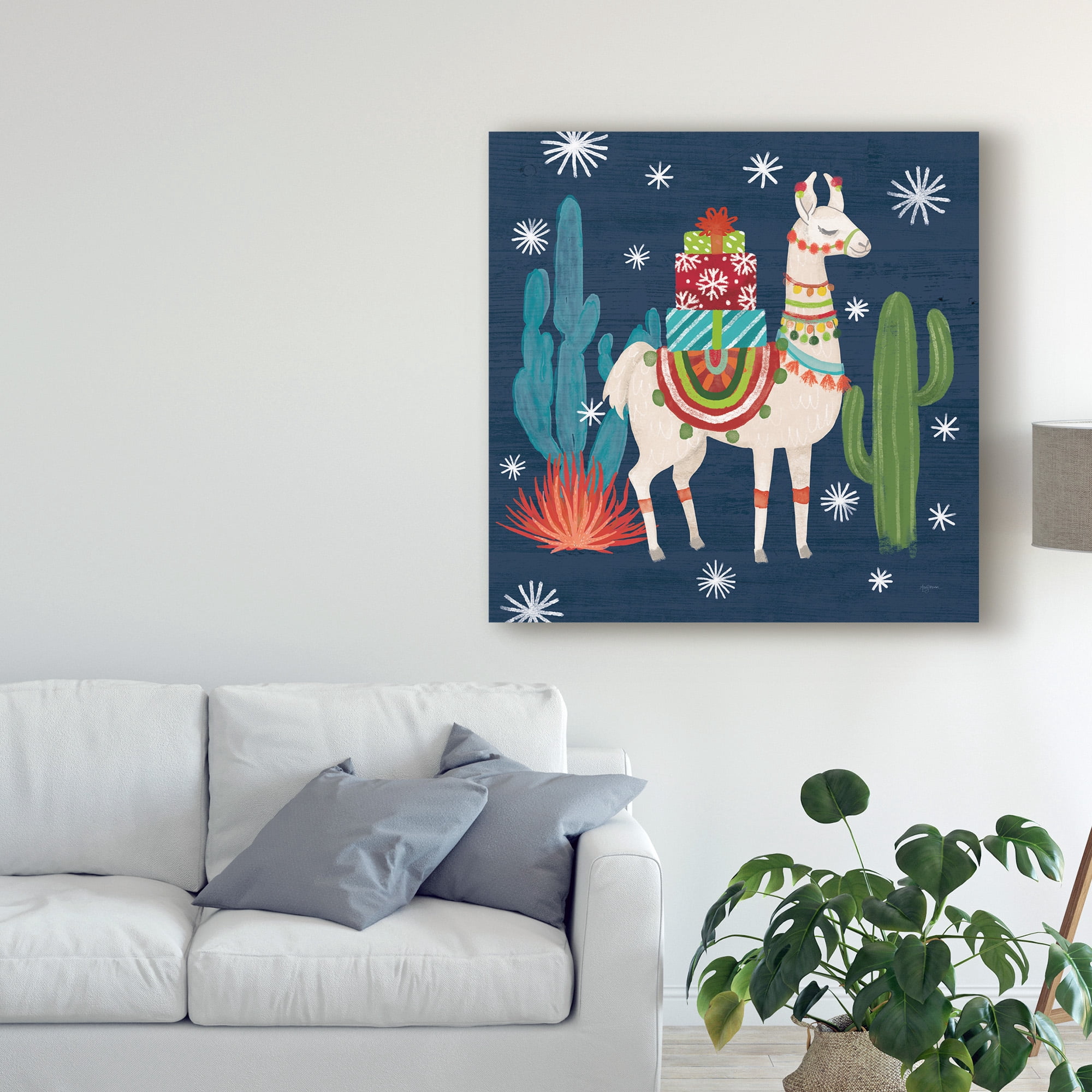 Trademark Fine Art 'Lovely Llamas II Christmas' Canvas Art by Mary Urban
