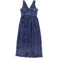 thumbnail image 1 of GUESS Womens Sleeveless Metallic Maxi Dress, blue, 8, 1 of 2