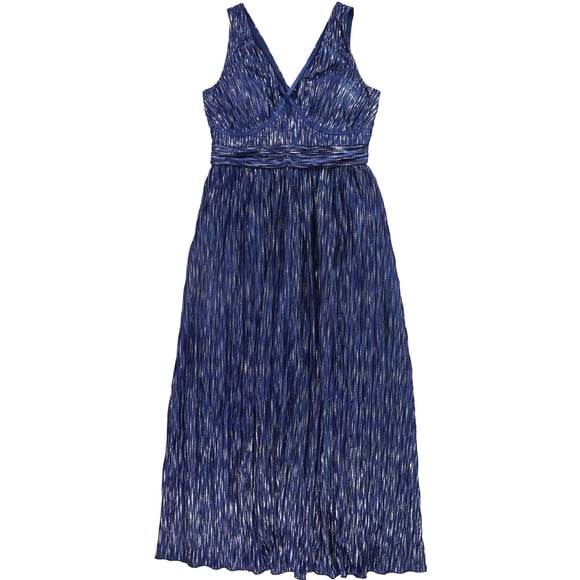 GUESS Womens Sleeveless Metallic Maxi Dress, blue, 8