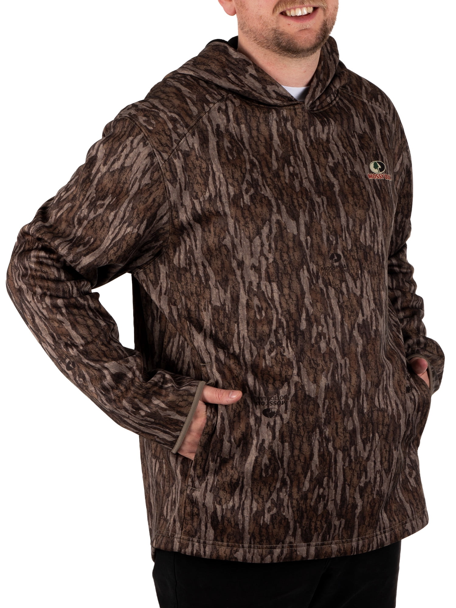 Mossy Oak Men's Camouflage Hunting Performance Hoodie, Mossy Oak Bottomland, L