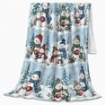 thumbnail image 2 of Snowmen with Mugs Scarves Pine Forest and Falling Snow, Cozy Watercolor Winter Scene for Snowman Lovers, Warm Flannel Blanket for Living Room and Family Room, Christmas Gift, Home Decor, 2 of 9