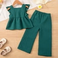 thumbnail image 4 of TOWED22 Baby Girl Toddler Outfits 2pcs Sleeveless Gingham Print Smocked Camisole Solid Color Long Pants(Green,4-5 Y), 4 of 6