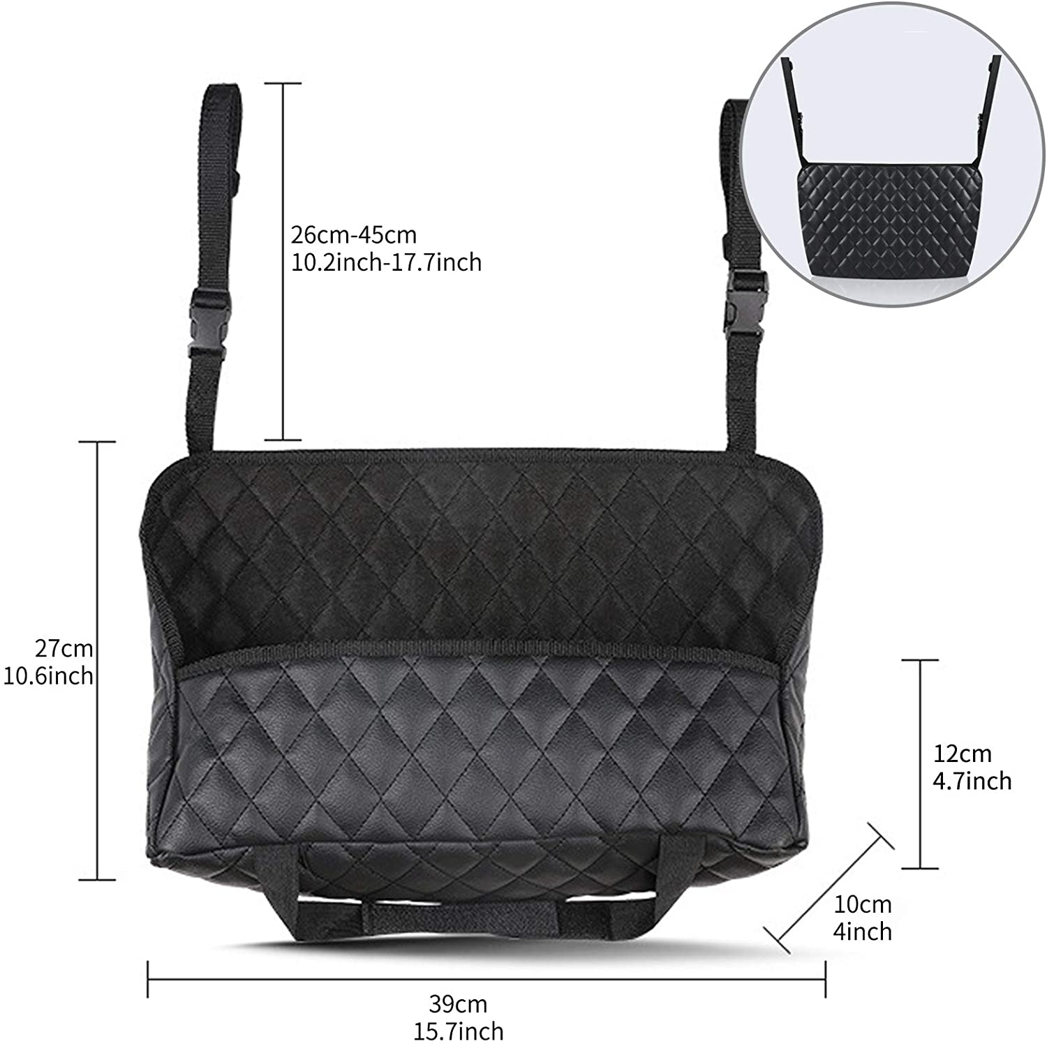 Barrier of Backseat Pet Kids TWAYFEL Car Net Pocket Handbag Holder Black, Upgrade Driver Storage Netting Pouch for Purse Between Two Seat Seat Back Organizer Mesh Large Capacity Bag
