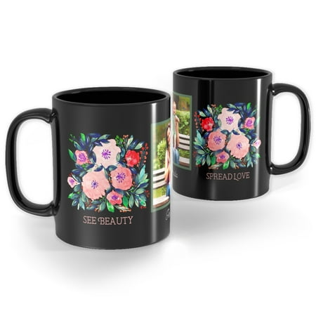 11 oz Personalized Black Ceramic Coffee Mug – Custom Photo or Text