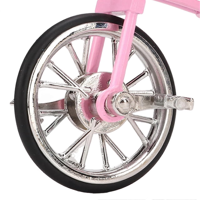 Pink Look Toy Tricycle Model Simulated Design Tricycle Ornament Wear Resistant Alloy DIY Toy Tricycle Ornament for Collect