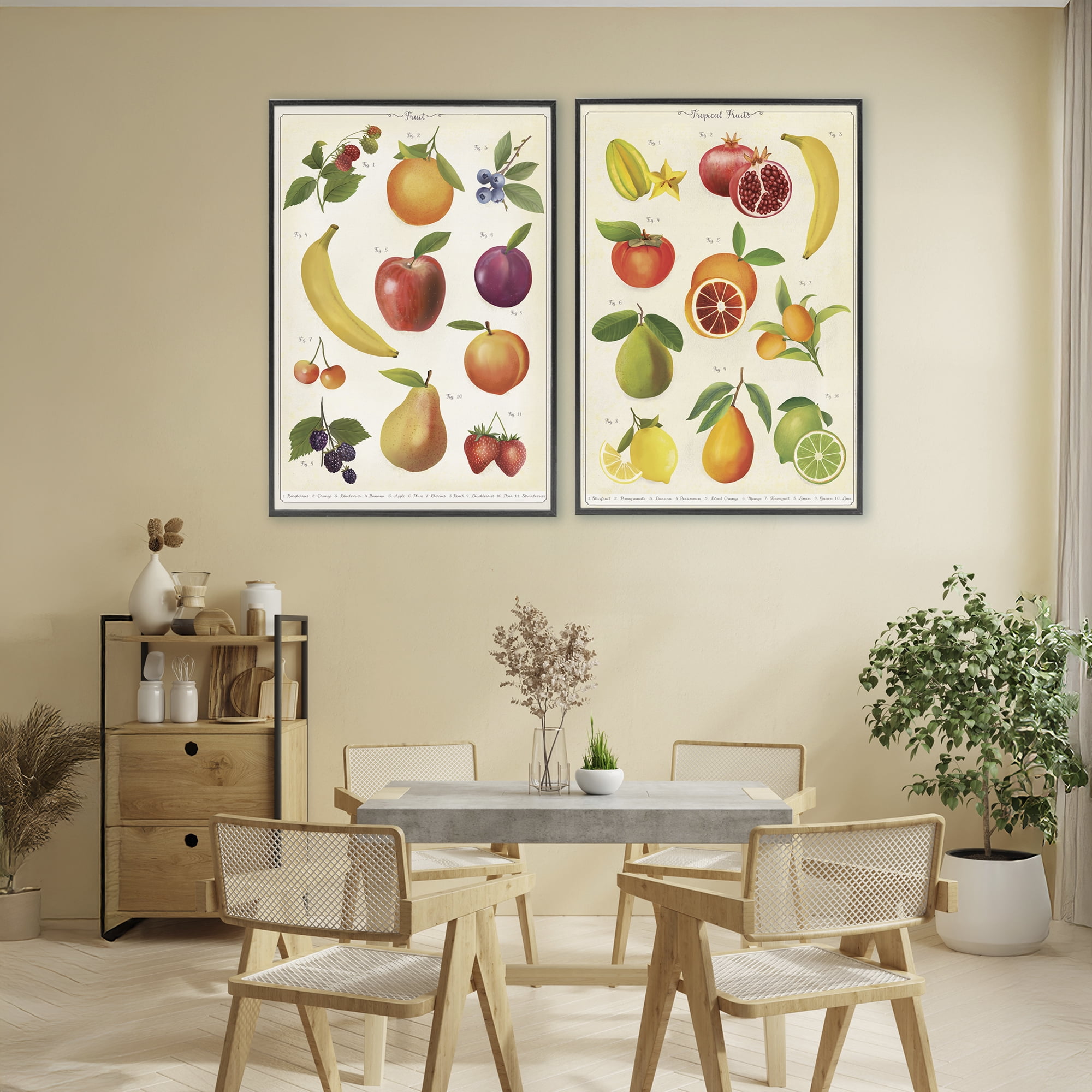 Stupell Industries Kitchen Studies Fruit 2 Piece Black Framed Giclee Art Set, design by Diane Neukirch