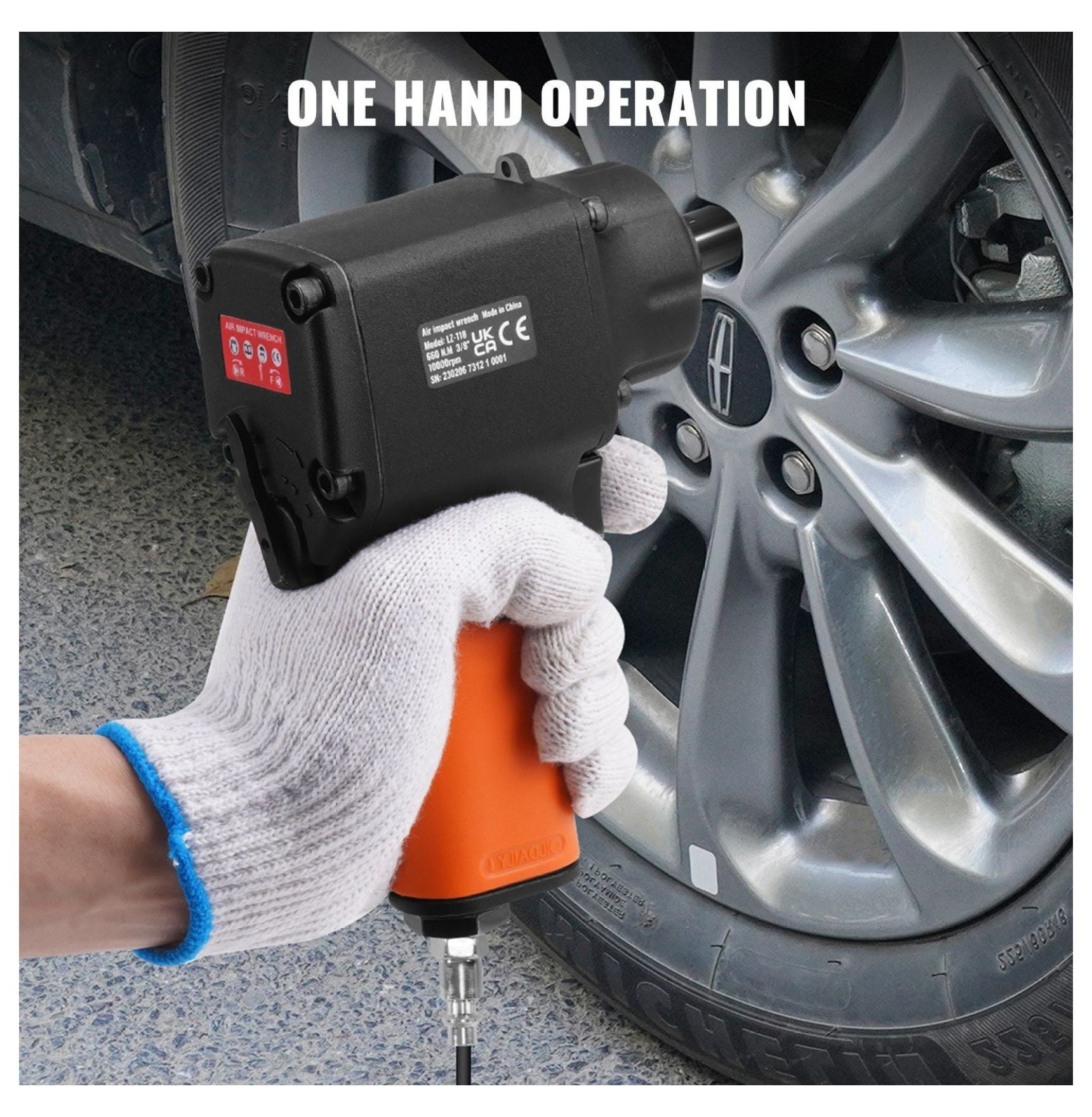 Air Impact Wrench 3/8 Inch Drive - 690 ft-lbs Pneumatic Impact Gun for Auto Repair - Lightweight, Compact & Durable Air Tool for Vehicle Maintenance
